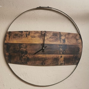Wanduhr XXL 54cm Eichenholz Massivholz Fass Unikat Einzelstück Fassring Daube Boho recycling