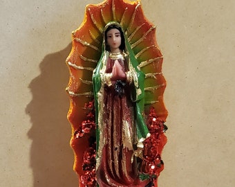 Beautiful Our Lady of Guadalupe Statue Handcrafted Virgen Maria by Mexican Artisans