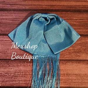 Wirtschaftliche Charro Mexikanische Fliege handgemacht für mexikanische Schneider, Farbe Türkis, Moño de Charro Mexicano Hecho a Mano Por Artesanos Mexicanos