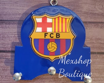 Fútbol Club Barcelona Wooden Key Holder For Wall, Gifts Any Occasion Favors, Porta Llavero de Barsa