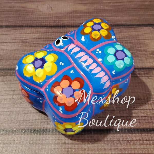 Jewelry Box Handcrafted, Hand-Painted, Clay Jewelry box, Handmade, Butterfly Model Beautiful Crafts, Alhajero Joyero mexicano hecho a mano