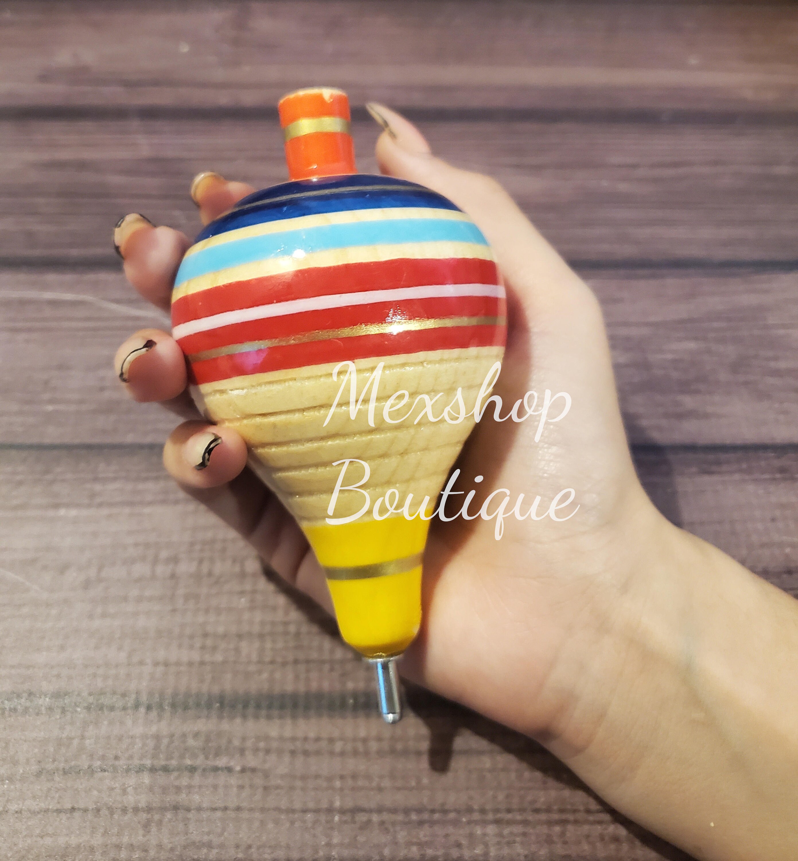 Wooden Spinning Top Mexican Toy Handmade Toy Handcrafted