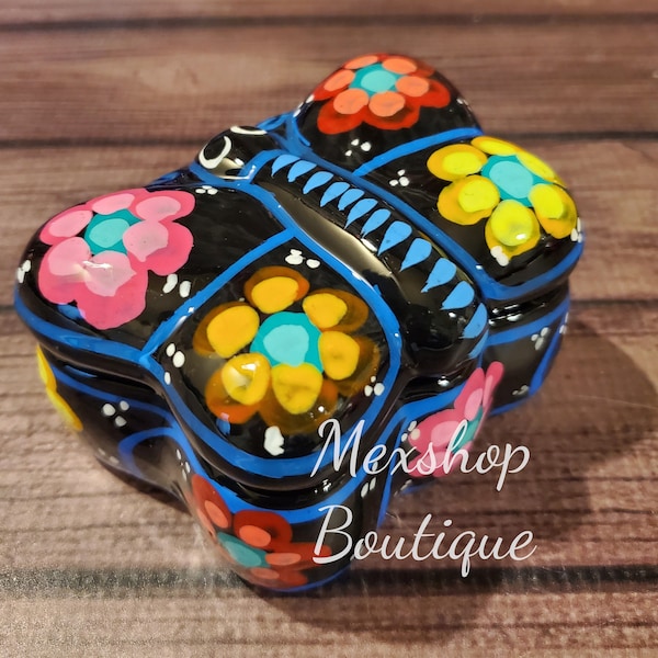 Jewelry Box Handcrafted, Hand-Painted, Clay Jewelry box, Handmade, Butterfly Model Beautiful Crafts, Alhajero Joyero mexicano hecho a mano