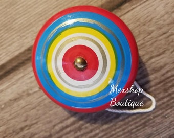 Wooden Spinning Yoyo, Mexican toy, Handmade Toy, Handcrafted Spinning Yoyo, Yoyo de Madera de Colores