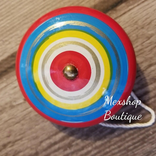 Wooden Spinning Yoyo, Mexican toy, Handmade Toy, Handcrafted Spinning Yoyo, Yoyo de Madera de Colores