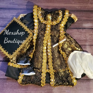 FRETE GRÁTIS!! Roupa de formatura do bebê Jesus tamanho 25 cm, cor marrom e acessórios, ropa de niño Dios de Graduacion, cor café e acessórios