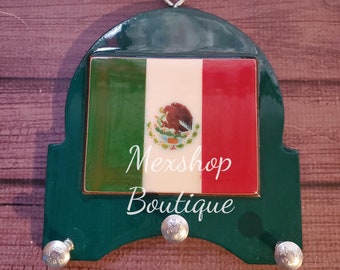 Mexico Flag Wooden Key Holder For Wall, Gifts Any Occasion Favors, Porta Llavero de la bandera de Mexico