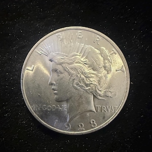 1923 Peace Silver Dollar: AU Condition, .900 Fine Silver US Coin