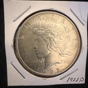 1922 Peace Silver Dollar: .900 Fine Silver Liberty Coin