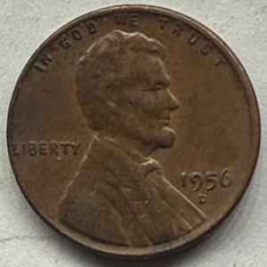 1956 D Lincoln Wheat Penny *L on Rim * Error Coin
