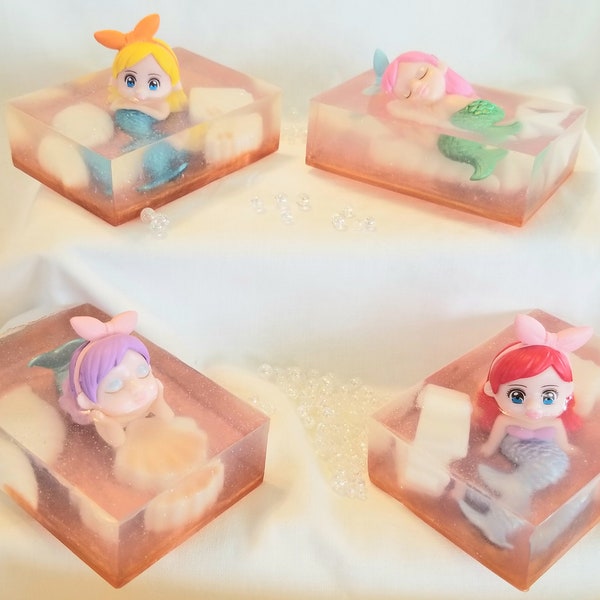 Little Mermaid, Mermaid in Soap, Mermaid Birthday, Girl's Birthday, Gift for Her, Unscented soap, Toy in Soap