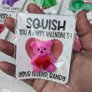 Squishy Valentine's, San Valentino personalizzati per bambini, bomboniere per San Valentino in classe, biglietto di San Valentino con giocattolo Squishy incluso