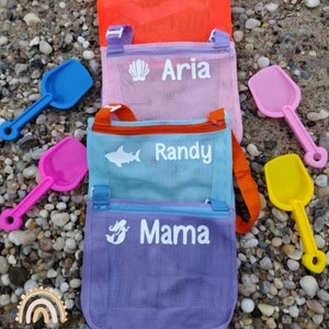 Personalisierte Kinder-Strandtasche: Muscheltasche mit Reißverschluss & Mini-Schaufel
