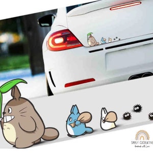 Autocollants en vinyle anime, voisin, autocollants en vinyle pour fenêtre de voiture, autocollants kawaii, lutin de suie, style dessin animé japonais