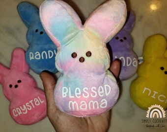 Peluche personalizzato coniglietto pasquale Peep: riempitivo per cestino pasquale