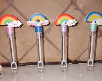 Rainbow Bubble Wand Party Favors: Girls Birthday Decor