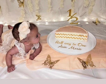 Personalized Half Way to One Cake Stand: 11 inch Birthday Decor