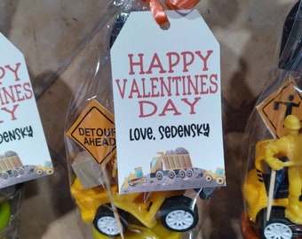 Construction Valentine's Day Favors , Valentine's Day classroom favors, Valentines Playdough kit , Valentine's for kids, truck Favors