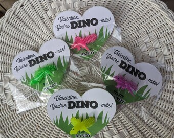 Bomboniere di San Valentino a forma di dinosauro, bomboniere di San Valentino personalizzate, bomboniere di San Valentino per bambini, bomboniere di San Valentino elastiche, bomboniere per bambini piccoli