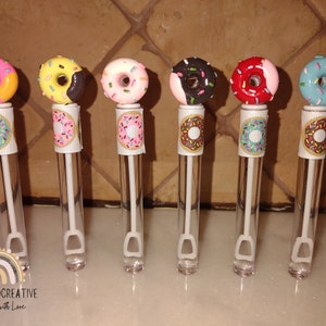 Donut party favors, Sweer One Favors , Donut Mini Bubble Wands,  donut birthday party, sweets birthday party , mini bubble wand party favors