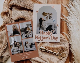 Modèle de carte de fête des mères, modèle de carte photo fête des mères, carte photo joyeuse fête des mères, carte de fête des mères imprimable | Oiseau