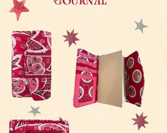 Quilted Cotton Traveler's Notebook Cover - Vibrant Paisley B6 Journal Cover - Boho Fabric Notebook with Elastics