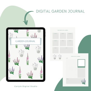 May include: Digital printable garden journal with a floral pattern on the cover. The journal includes pages for weekly and daily gardening tasks.