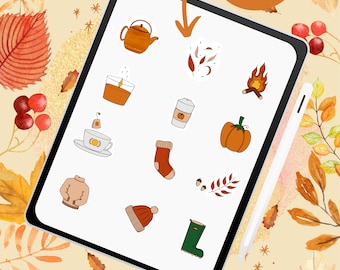 PNG file for use in Cricut (Autumn Stickers - PNG download for upload into, print and cut your own)