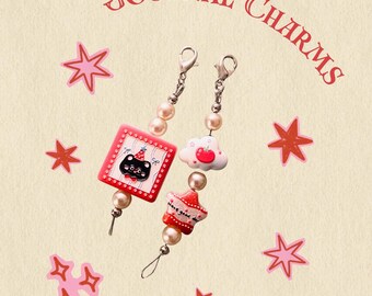 Two Journal Charms ][ Lobster Clasp ][ Kawaii ][ Cat Charms