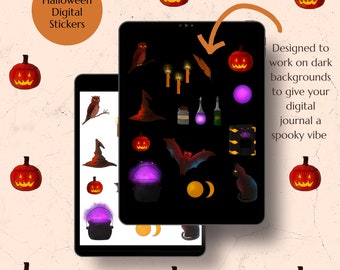 Digital Halloween Stickers (for digital journalling, Goodnotes, cricut sticker making, printing)