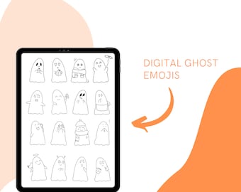 Ghost Emoji Digital Stickers II For digital planners II Pre cropped pngs II Goodnotes Stickers