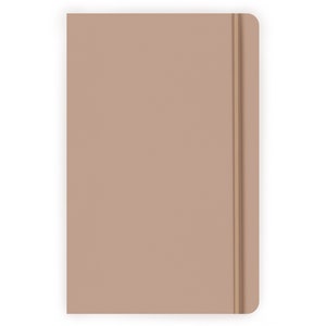 May include: A brown leather-bound notebook with a thin elastic closure.