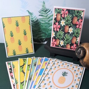 Pineapple Tropical Fruit Blank Notecards,Summer Pineapple Blank Notecards, Summer Tropical Fruit Notecards, Pineapple Notecard Set