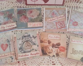 Journaling Mini Card Vintage Romance Tag Set, Mini Romantic Gift Scrapbooking Journal Cards, Cute Love themed  Handmade Gift Cards
