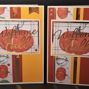 Fall Welcome Greeting Card set, Pumpkin Harvest Handmade Greeting Card, Welcome Fall Blank Cards, Fall Thanksgiving Cards Set of 2