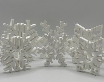 Hidden Mickey Snowflake Decorations 3d Printed