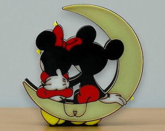 Mickey and Minnie Love You to the Moon Standing Decoration 3d Printed