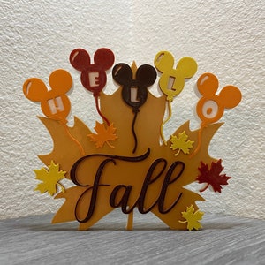 Hidden Mickey Hello Fall Standing Decoration 3d Printed