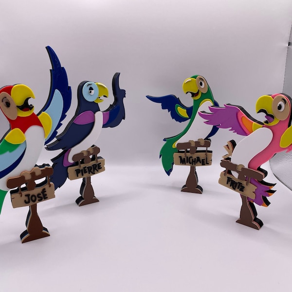 Enchanted Tiki Room Bird Decorations, Jose, Michael, Pierre, and Fritz 3d Printed