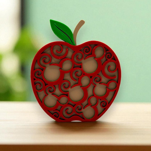 Mickey Icon Swirl Apple Decoration 3d Printed