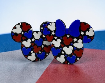 Patriotic Mickey or Minnie Ear Tiered Tray Shelf Decorations 3d Printed