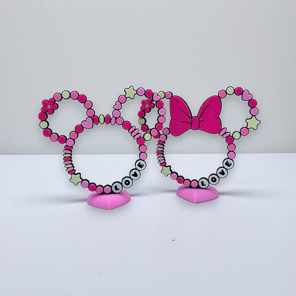 Mickey and Minnie Friendship Bracelet Decorations 3d Printed