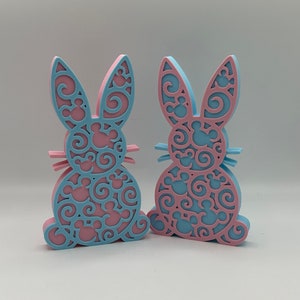 Pastel Hidden Mickey Easter Bunny Decorations 3d Printed