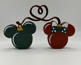 Mickey & Minnie Christmas Ornament Standing Decoration 3d Printed