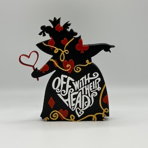 Queen of Hearts Off with Their Heads Silhouette Decoration 3d Printed