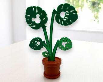 Hidden Mickey Monstera Plant Decoration 3d printed