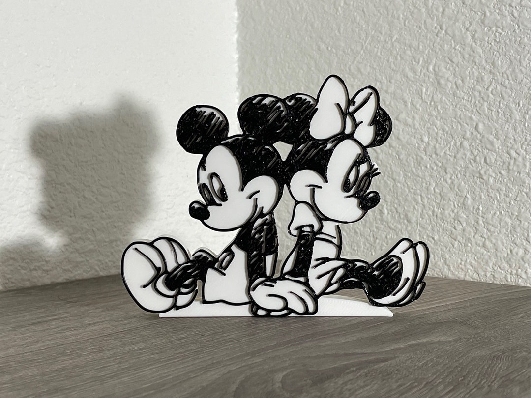 Mickey and Minnie Sitting Sketch Standing Decoration 3d Printed - Etsy