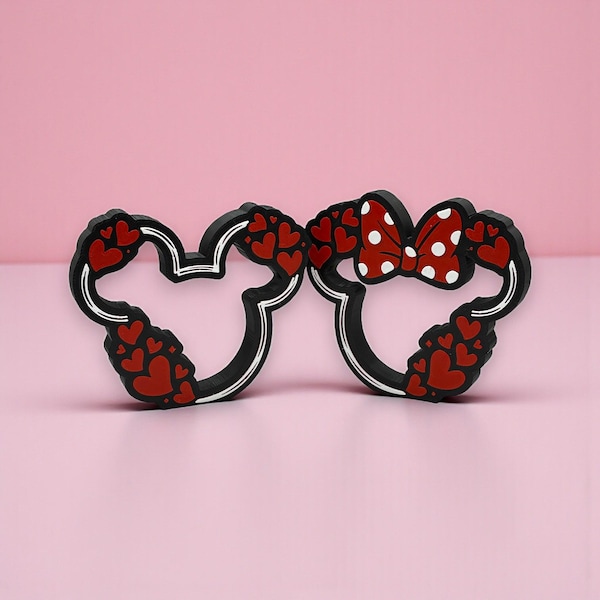 Mickey and Minnie Icon Heart Outline Decorations 3d Printed