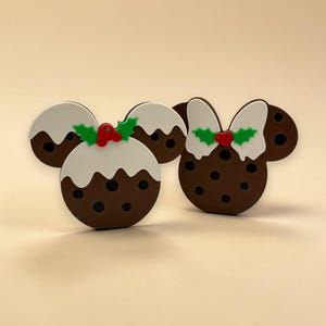 Mickey and Minnie Christmas Pudding Decorations 3d Printed
