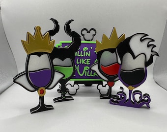 Disney Villain's Wine Glass Decorations 3d Printed